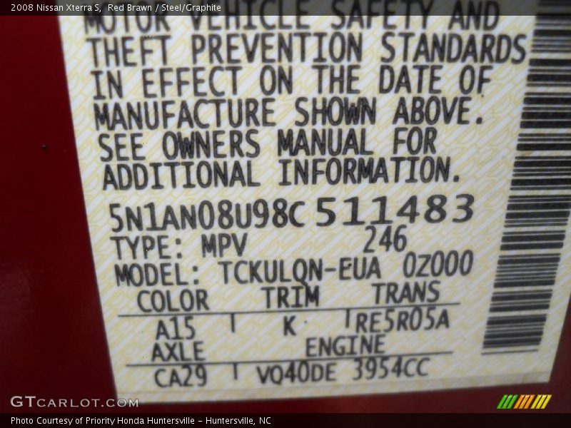 Red Brawn / Steel/Graphite 2008 Nissan Xterra S