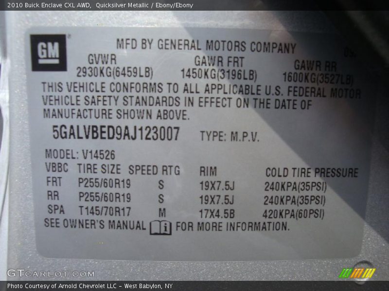 Quicksilver Metallic / Ebony/Ebony 2010 Buick Enclave CXL AWD