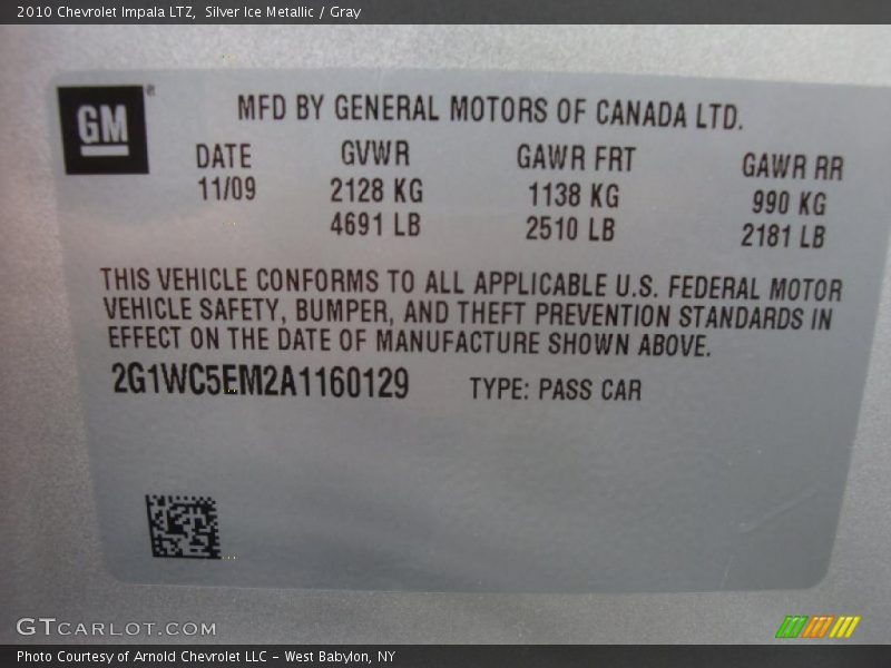 Silver Ice Metallic / Gray 2010 Chevrolet Impala LTZ