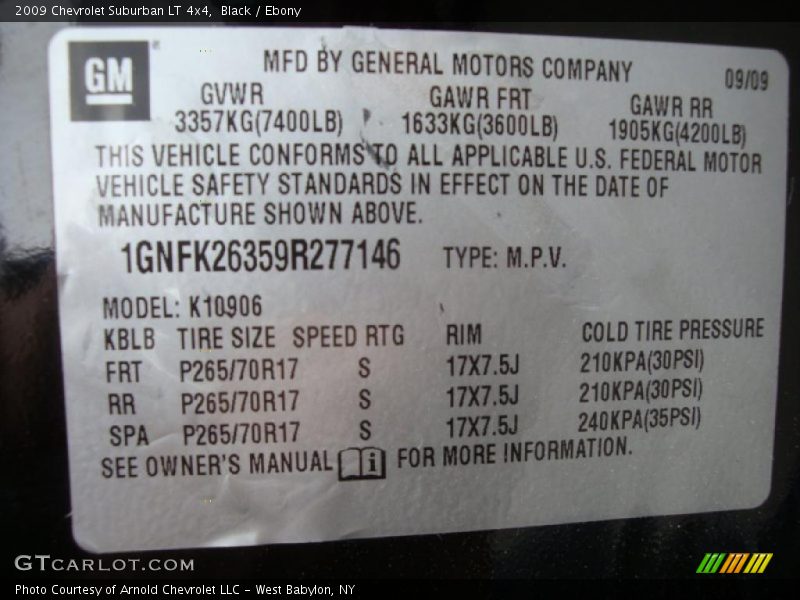 Black / Ebony 2009 Chevrolet Suburban LT 4x4
