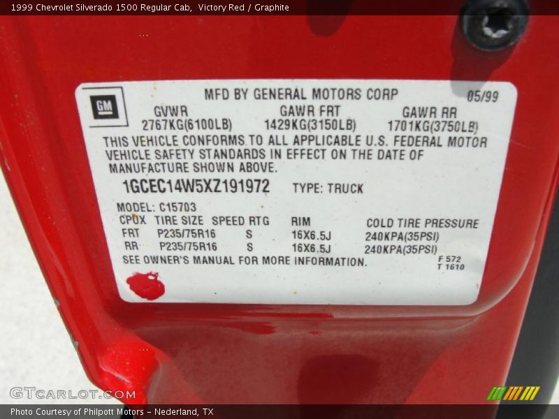 Victory Red / Graphite 1999 Chevrolet Silverado 1500 Regular Cab