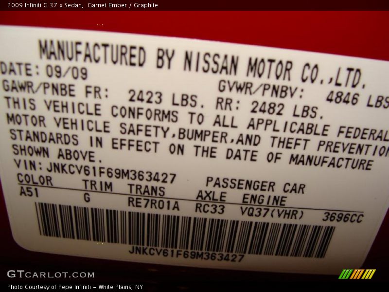 Garnet Ember / Graphite 2009 Infiniti G 37 x Sedan