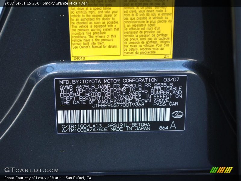 Smoky Granite Mica / Ash 2007 Lexus GS 350