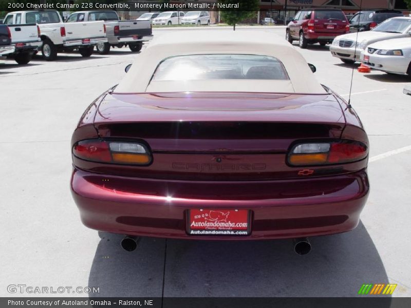 Monterey Maroon Metallic / Neutral 2000 Chevrolet Camaro Z28 Convertible