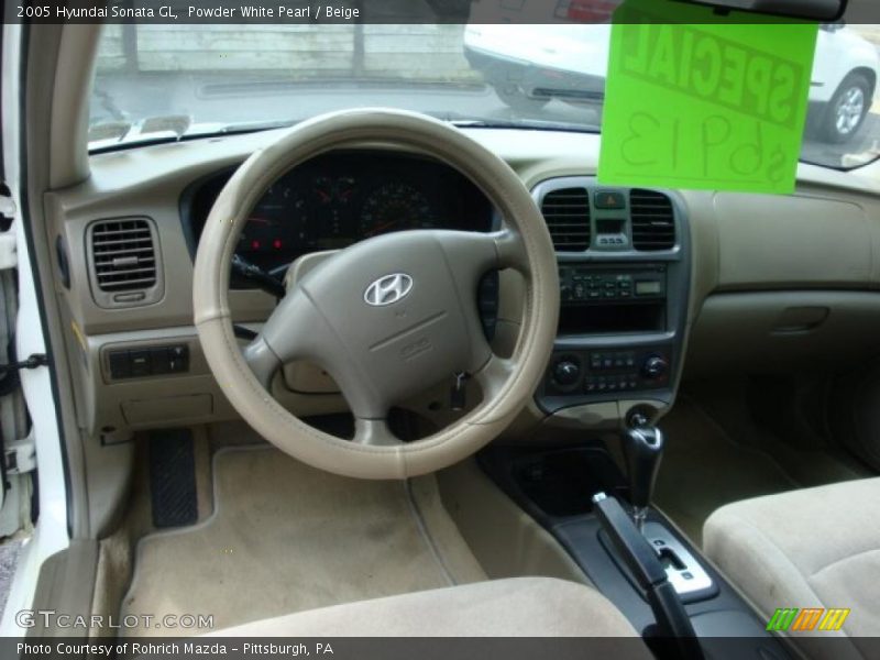 Powder White Pearl / Beige 2005 Hyundai Sonata GL