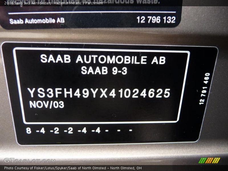 Hazlenut Metallic / Parchment 2004 Saab 9-3 Aero Sedan