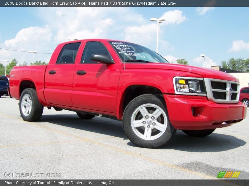 Flame Red / Dark Slate Gray/Medium Slate Gray 2008 Dodge Dakota Big Horn Crew Cab 4x4