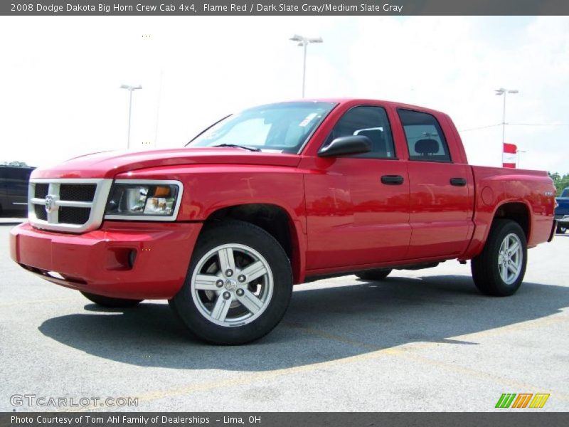 Flame Red / Dark Slate Gray/Medium Slate Gray 2008 Dodge Dakota Big Horn Crew Cab 4x4