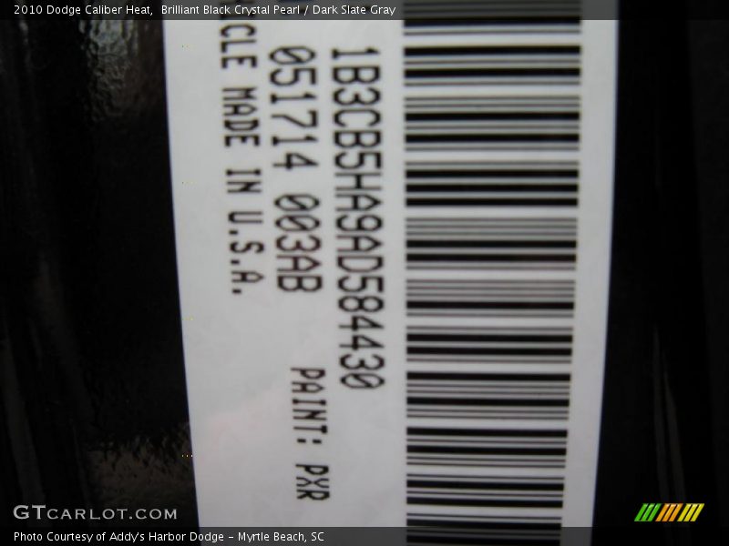 Brilliant Black Crystal Pearl / Dark Slate Gray 2010 Dodge Caliber Heat