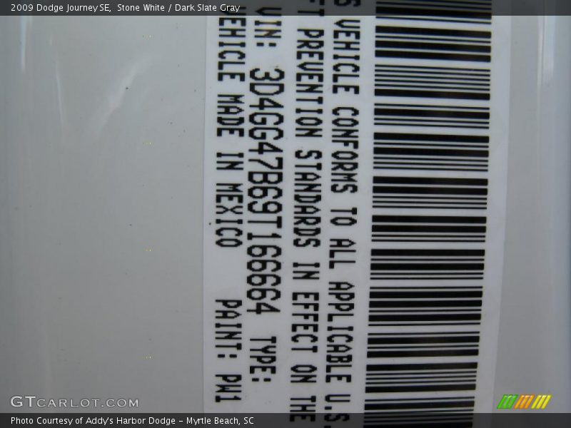 Stone White / Dark Slate Gray 2009 Dodge Journey SE