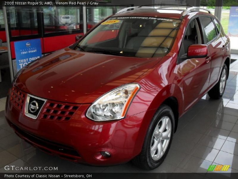 Venom Red Pearl / Gray 2008 Nissan Rogue SL AWD