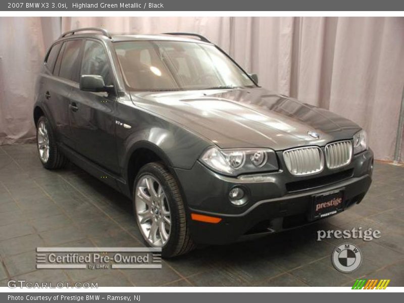 Highland Green Metallic / Black 2007 BMW X3 3.0si