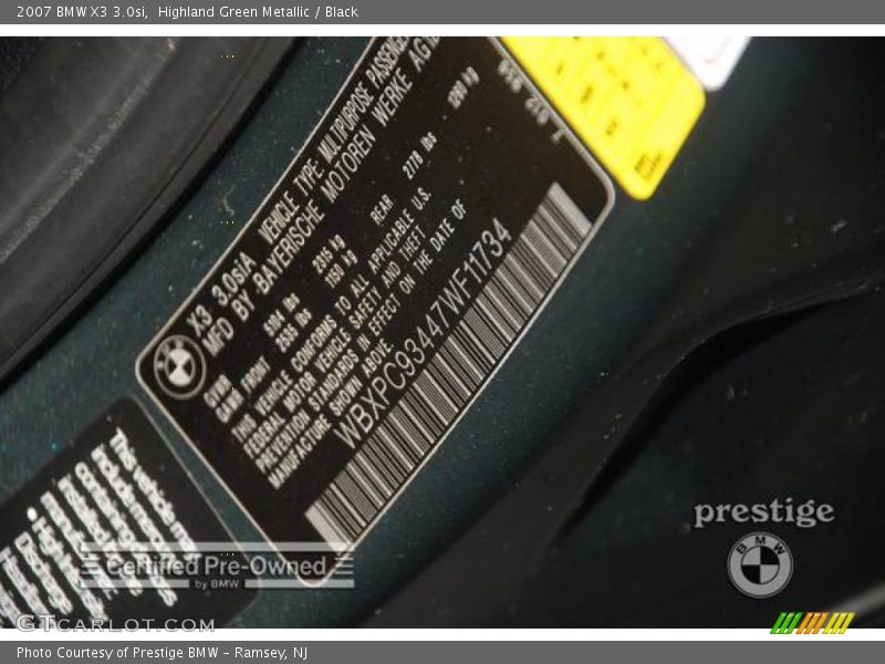 Highland Green Metallic / Black 2007 BMW X3 3.0si