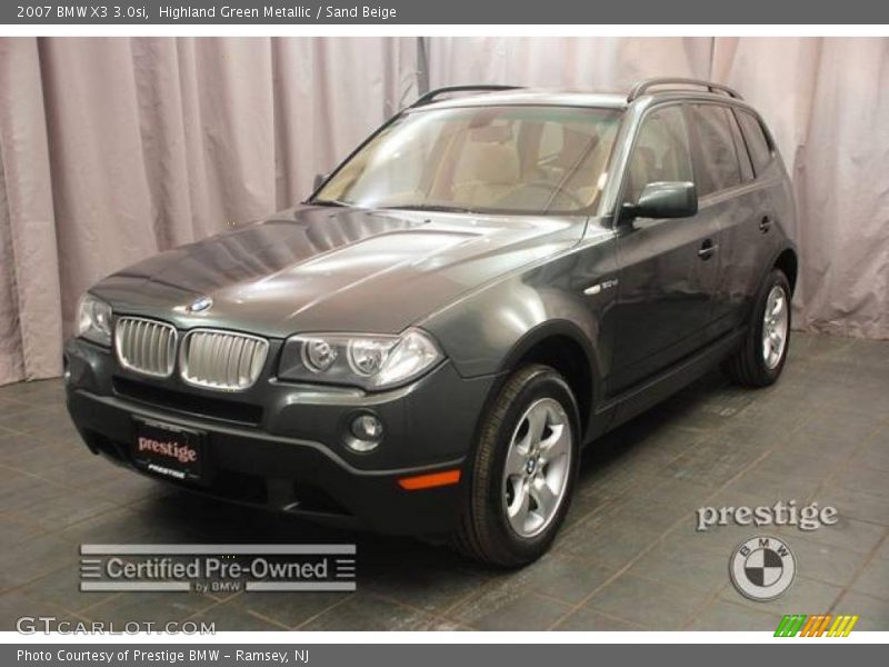 Highland Green Metallic / Sand Beige 2007 BMW X3 3.0si