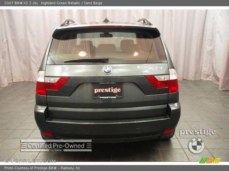 Highland Green Metallic / Sand Beige 2007 BMW X3 3.0si