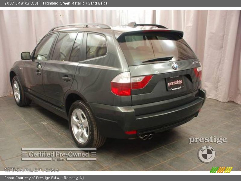 Highland Green Metallic / Sand Beige 2007 BMW X3 3.0si