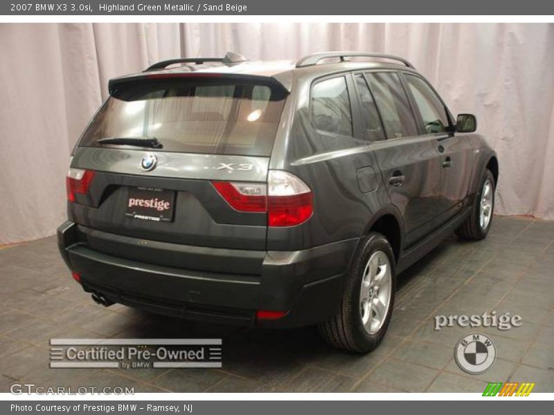 Highland Green Metallic / Sand Beige 2007 BMW X3 3.0si
