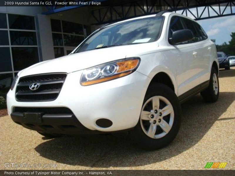 Powder White Pearl / Beige 2009 Hyundai Santa Fe GLS