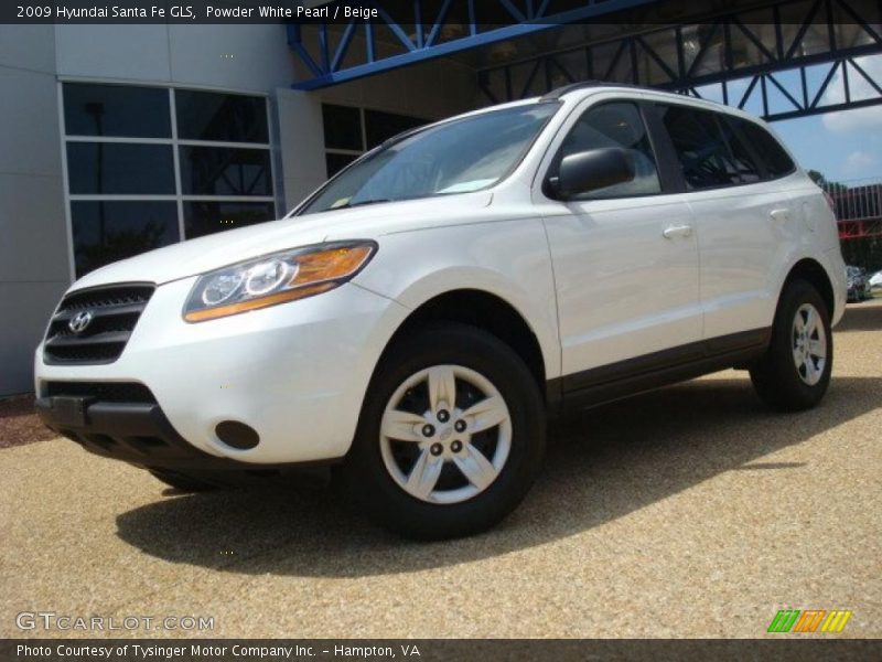 Powder White Pearl / Beige 2009 Hyundai Santa Fe GLS