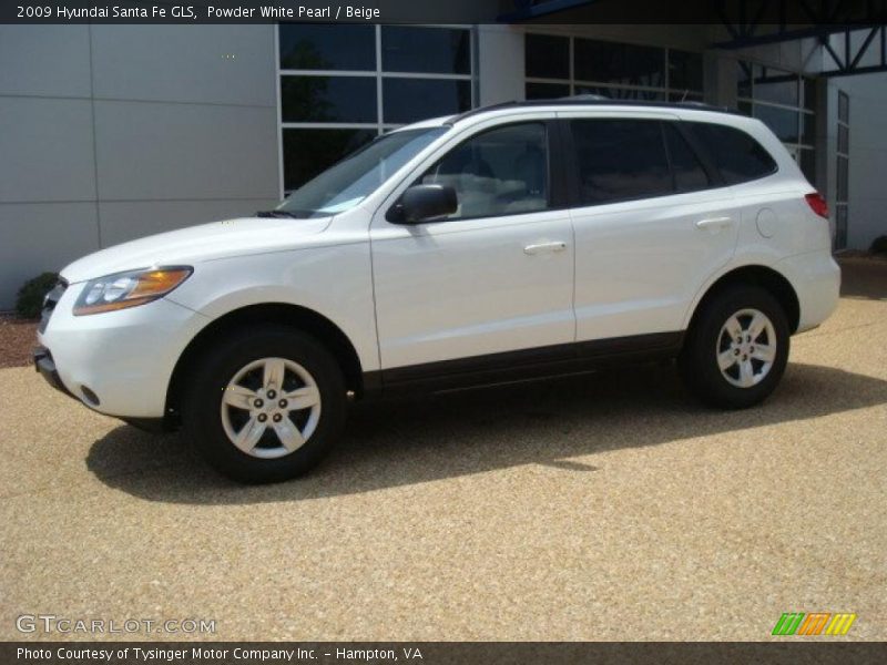 Powder White Pearl / Beige 2009 Hyundai Santa Fe GLS