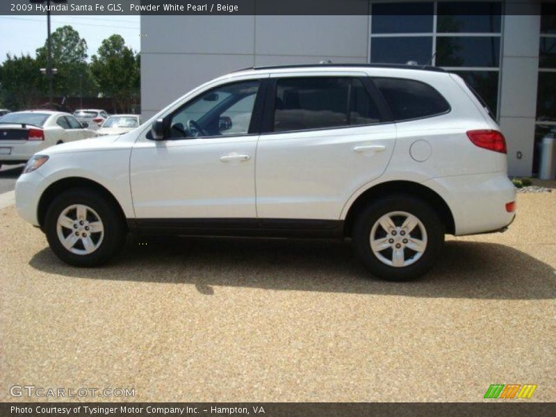 Powder White Pearl / Beige 2009 Hyundai Santa Fe GLS
