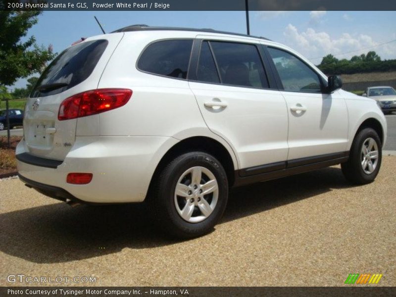 Powder White Pearl / Beige 2009 Hyundai Santa Fe GLS