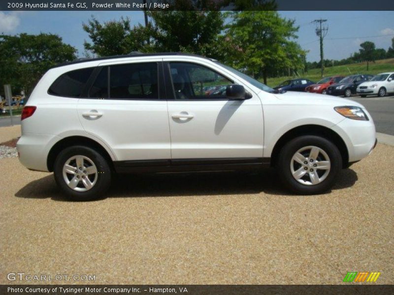 Powder White Pearl / Beige 2009 Hyundai Santa Fe GLS