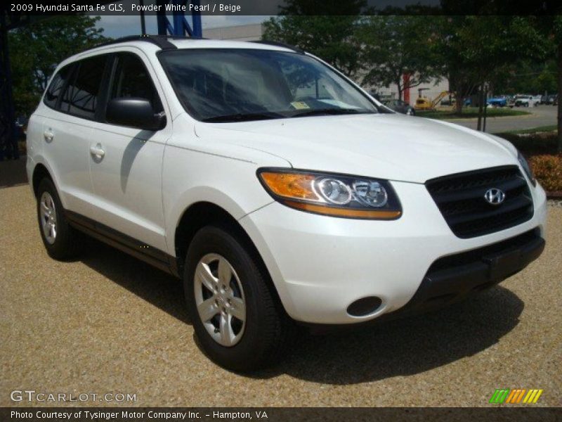 Powder White Pearl / Beige 2009 Hyundai Santa Fe GLS