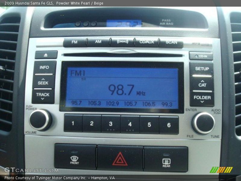 Powder White Pearl / Beige 2009 Hyundai Santa Fe GLS