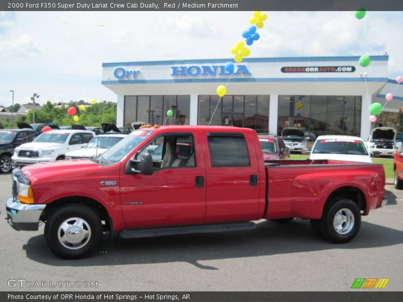 Red / Medium Parchment 2000 Ford F350 Super Duty Lariat Crew Cab Dually