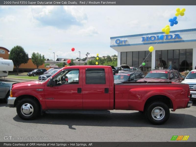 Red / Medium Parchment 2000 Ford F350 Super Duty Lariat Crew Cab Dually