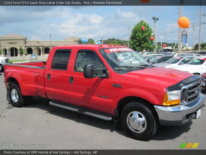 Red / Medium Parchment 2000 Ford F350 Super Duty Lariat Crew Cab Dually