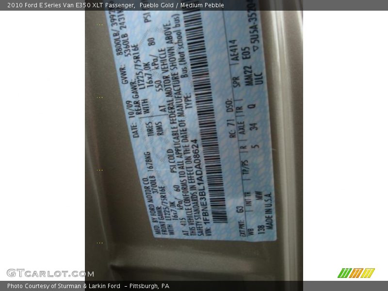 Pueblo Gold / Medium Pebble 2010 Ford E Series Van E350 XLT Passenger