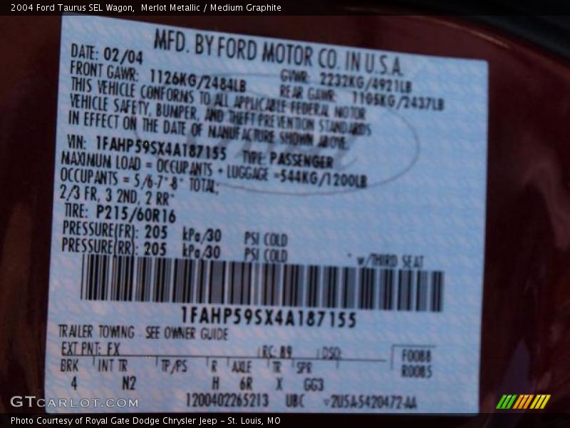 Merlot Metallic / Medium Graphite 2004 Ford Taurus SEL Wagon