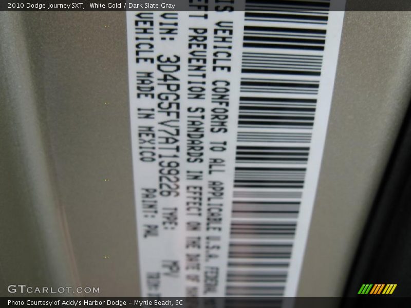 White Gold / Dark Slate Gray 2010 Dodge Journey SXT
