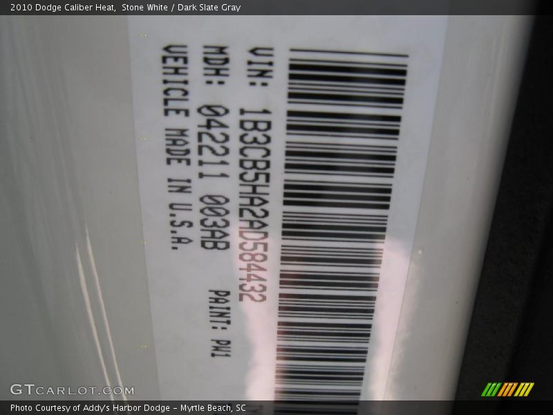 Stone White / Dark Slate Gray 2010 Dodge Caliber Heat
