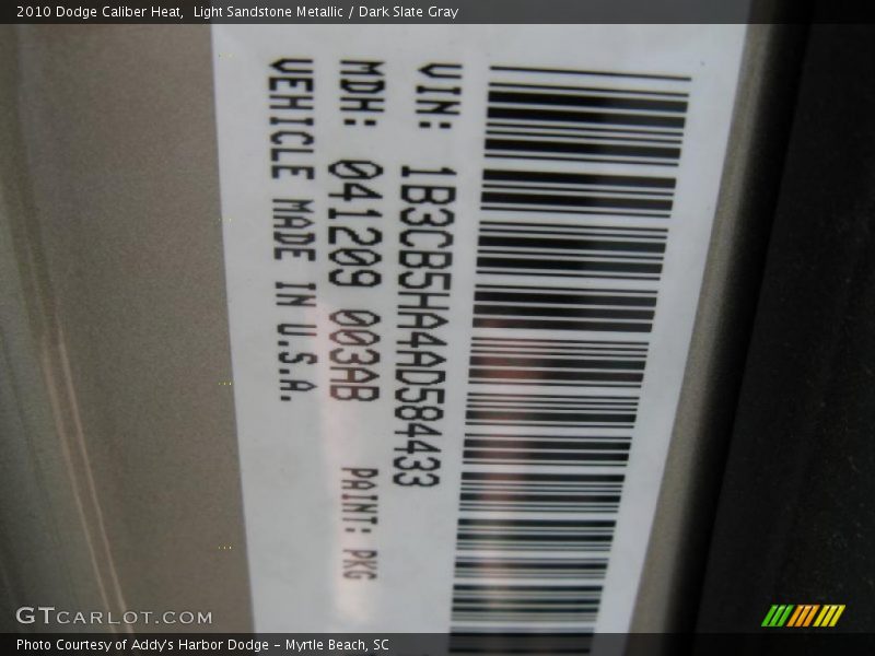 Light Sandstone Metallic / Dark Slate Gray 2010 Dodge Caliber Heat