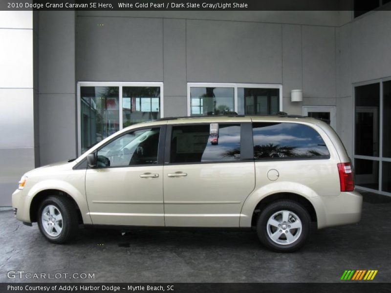 White Gold Pearl / Dark Slate Gray/Light Shale 2010 Dodge Grand Caravan SE Hero