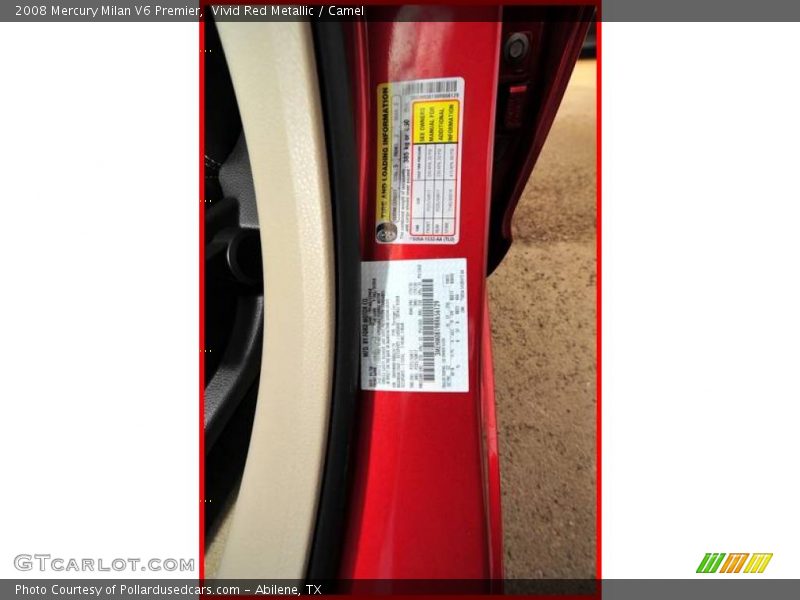 Vivid Red Metallic / Camel 2008 Mercury Milan V6 Premier