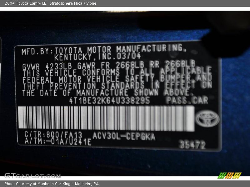 Stratosphere Mica / Stone 2004 Toyota Camry LE