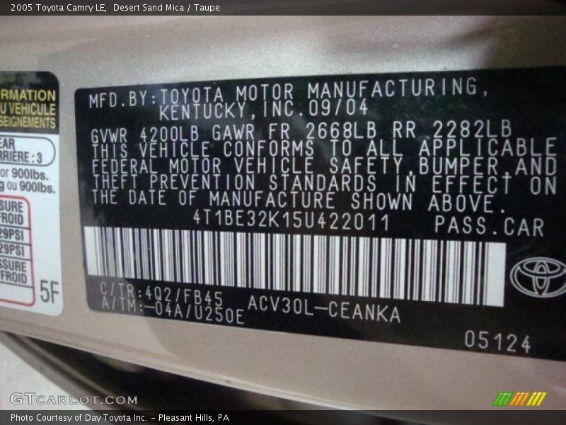Desert Sand Mica / Taupe 2005 Toyota Camry LE