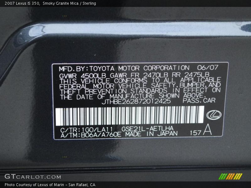 Smoky Granite Mica / Sterling 2007 Lexus IS 350
