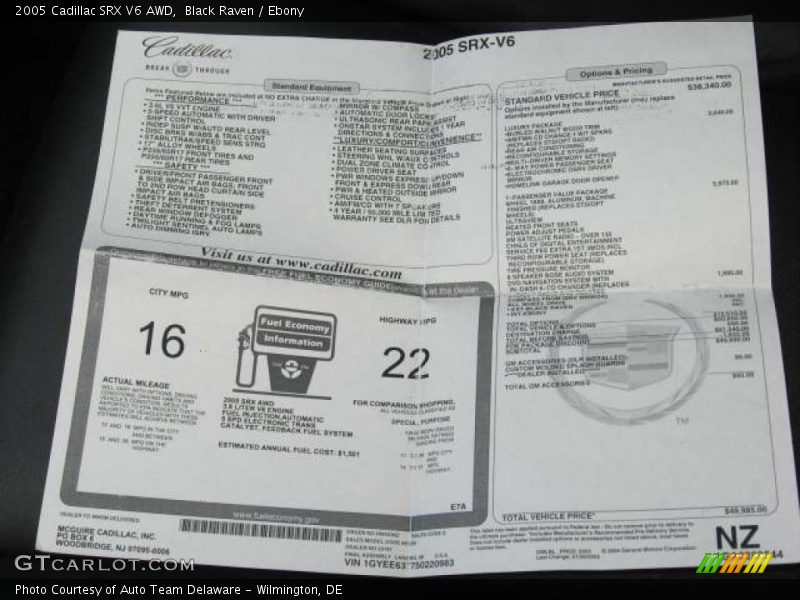 Black Raven / Ebony 2005 Cadillac SRX V6 AWD