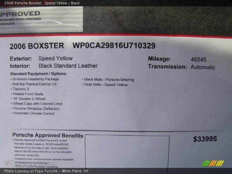 Speed Yellow / Black 2006 Porsche Boxster