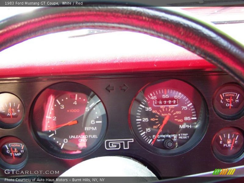 White / Red 1983 Ford Mustang GT Coupe