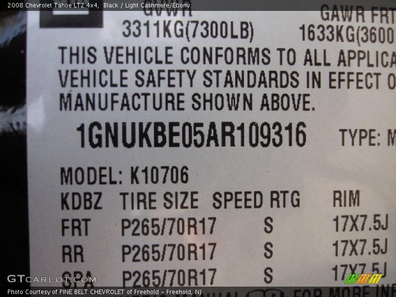 Black / Light Cashmere/Ebony 2008 Chevrolet Tahoe LTZ 4x4
