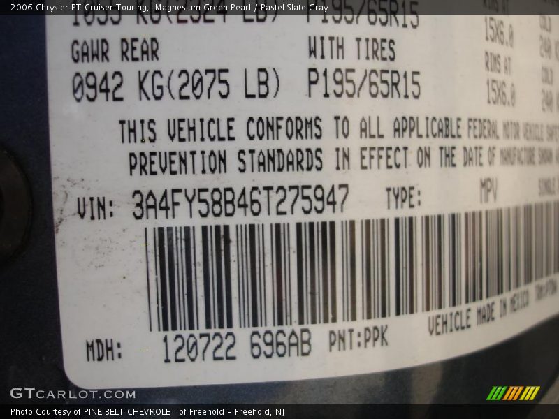 Magnesium Green Pearl / Pastel Slate Gray 2006 Chrysler PT Cruiser Touring