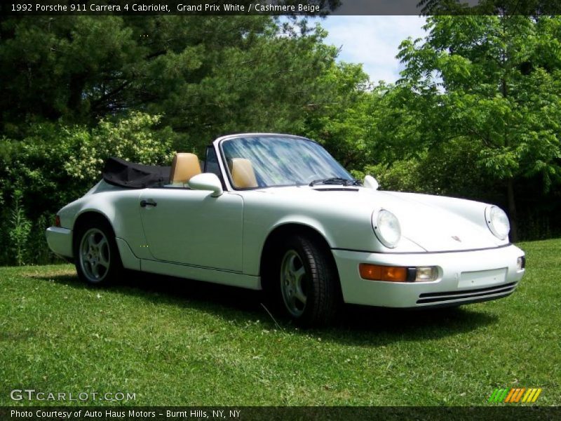 Grand Prix White / Cashmere Beige 1992 Porsche 911 Carrera 4 Cabriolet