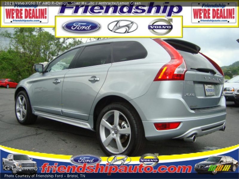 Silver Metallic / Anthracite/Lemon Green 2010 Volvo XC60 T6 AWD R-Design