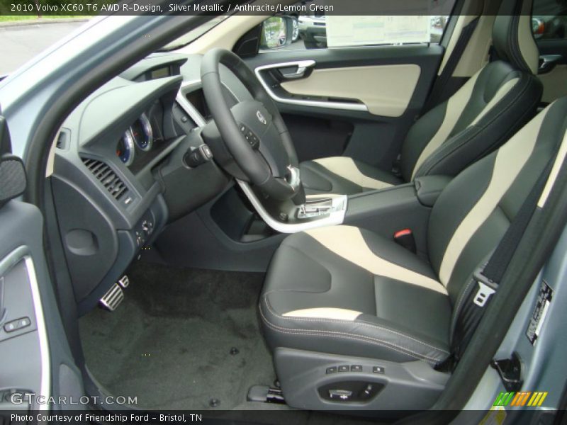 Silver Metallic / Anthracite/Lemon Green 2010 Volvo XC60 T6 AWD R-Design